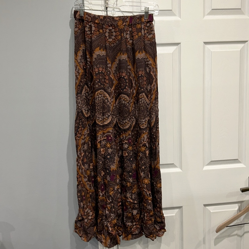 NWOT Free People Annalise Printed Maxi Skirt in Brown Z57-2 - Picture 3 of 4